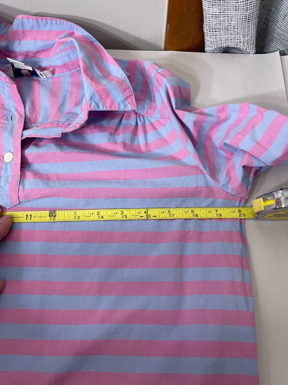 Vineyard Vines Pink Striped Cotton Poplin Pullover Shirt 3/4 Sleeves Sz 2 - Picture 6 of 8